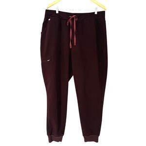 FIGS Technical Collection Zamora Jogger Pants Womens 2XL Burgundy Scrub